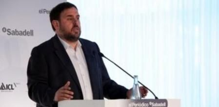 El presidente de ERC, Oriol Junqueras, durante su intervención en el fórum.