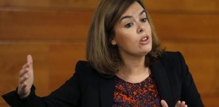 Soraya Sáenz de Santamaría, vicepresidenta del Gobierno, durante una comparecencia de prensa