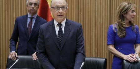 El ministro de Hacienda y Administraciones públicas, Cristóbal Montoro, en la presentación esta mañana en el Congreso de los Diputados, de los Presupuestos Generales del Estado para 2015