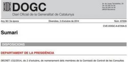 Imagen de la publicación en el DOGC