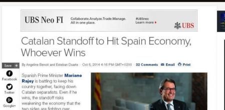 Captura de pantalla del artículo de Bloomberg