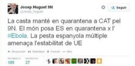 Imagen del tuit de Josep Huguet.