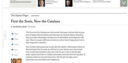 Imagen del editorial en la página web del 'International New York Times'