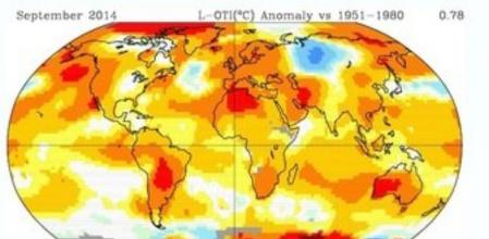 Oscilaciones de temperaturas en la superficie de la Tierra en el mes de septiembre del 2014
