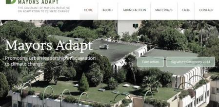 Portada de la página en internet de la iniciativa Mayors Adapt, de alcaldes contra el cambio climático