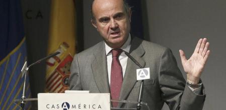 El ministro de Economía y Competitividad, Luis de Guindos, durante su intervención en una jornada del Banco Interamericano de Desarrollo.