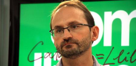 Joan Herrera, coordinador nacional de ICV, en rueda de prensa