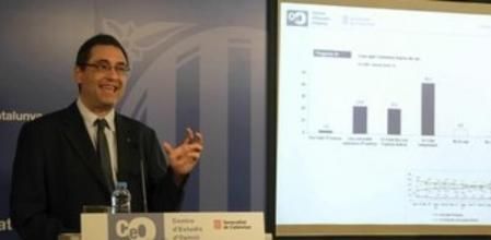 El director del Centro de Estudios de Opinión (CEO) de la Generalitat, Jordi Argelaguet, en rueda de prensa del segundo barómetro de opinión pública de 2014..