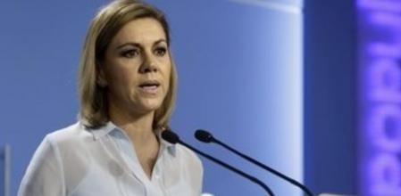 La secretaria general del PP, María Dolores de Cospedal, durante la rueda de prensa que ofreció tras la reunión del comité de dirección del partido, hoy en Madrid, en la que ha descartado cambios en la estructura interna de su partido y ha subrayado que el PP ha actuado con 