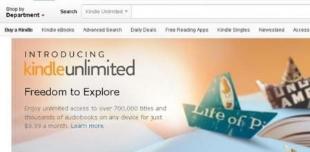 Captura de pantalla del nuevo servicio de suscripción de lectura Amazon Kindle Unlimited