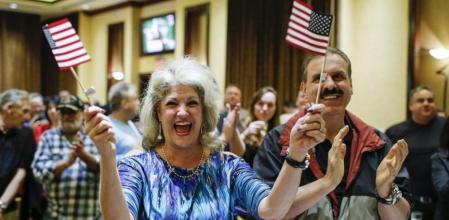 Seguidores republicanos en Staten Island, Nueva York.