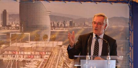Xavier Trias durante el acto de colocación de la primera piedra de la futura 'Marina Vela' del Port Vell, para yates de gran eslora