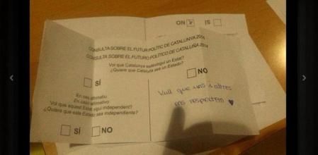 Imagen de Twitter de uno de los votos más comentados en la red en el que un votante desea que reine el respeto entre 