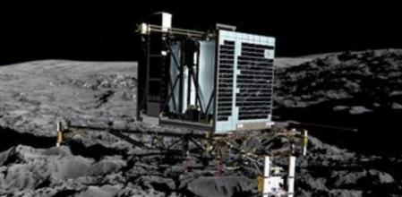 Recreación artística de la sonda Philae sobre el cometa 67P