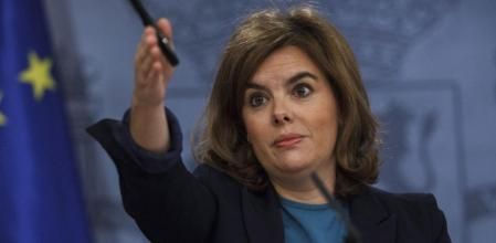 La vicepresidenta, ayer presidenta en funciones, en la rueda de prensa del Consejo de Ministros