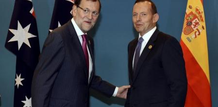 El presidente de España, Mariano Rajoy, junto al primer ministro australiano Tony Abbot