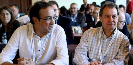 El secretario general de CDC, Artur Mas y el número dos del partido, Josep Rull durante el Consejo Nacional del partido celebrado en Bellaterra
