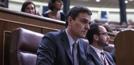 El líder socialista Pedro Sánchez, durante la sesión de control en el Congreso