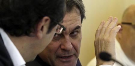 El presidente de la Generalitat, Artur Mas, junto al secretario de organización de CDC, Josep Rull