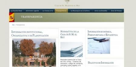 Apartado 'Transparencia' en la web de la Casa del Rey