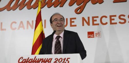 Miquel Iceta, durante la conferencia en la que ha expuesto la hoja de ruta del PSC para Catalunya