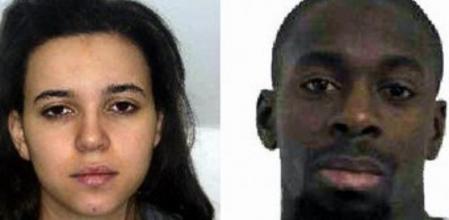 Hayat Boumeddiene (I) y Amedy Coulibaly (D)