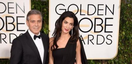 George Clooney y Amal Alamuddin Clooney en la 72 edición de los Globos de Oro