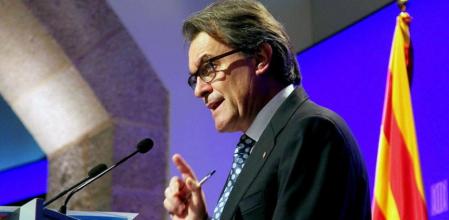 El presidente de la Genralitat, Artur Mas, durante su comparecencia ante los medios de comunicación para hacer balance de los dos años de legislatura