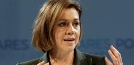 La secretaria general del Partido Popular, María Dolores de Cospedal, durante su intervención en un acto de esta formación de apoyo a las víctimas del terrorismo, esta tarde en Bilbao.