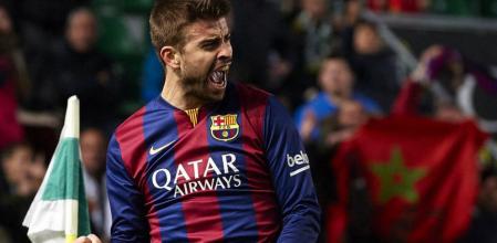 Gerard Pique celebra el 0-1 al Elche