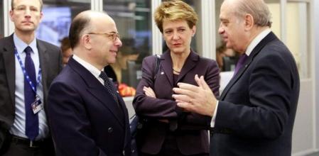 Imagen del ministerio del Interior español, Jorge Fernández Díaz, en el Consejo Informal de Ministros de Justicia y Asuntos de Interior de la Unión Europea en Riga, Letonia.