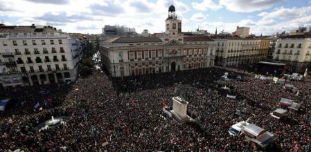 Vista de la Puerta del Sol de Madrid tras la Marcha del Cambio.