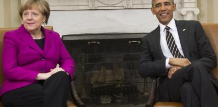 Reunión entre la canciller alemana, Angela Merkel, y el presidente de Estados Unidos, Barack Obama, en la Casa Blanca en Washington