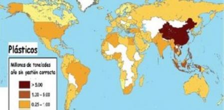 Mapamundi de los residuos plásticos mal gestionados