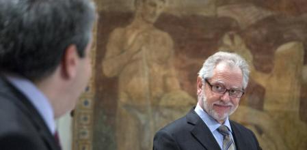 Carles VIver Pi-Sunyer, junto al conseller de Presidència Francesc Homs