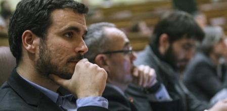 El líder de IU, Alberto Garzón, durante el debate sobre el estado de la nación