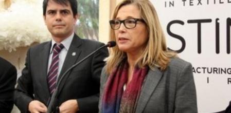 La vicepresidenta del Govern, Joana Ortega, durante el discurso que ha pronunciado en la feria Bstim de Igualada.