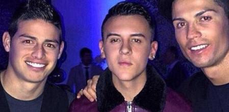 James Rodríguez, Kevin Roldán y Cristiano Ronaldo, en el cumpleaños del futbolista portugués