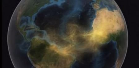 Transporte de polvo del Sahara hacia sudamérica en una imagen del satélite CALIPSO