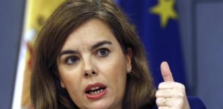 La vicepresidenta del Gobierno español, Soraya Sáenz de Santamaría, durante la la rueda de prensa del Consejo de Ministros