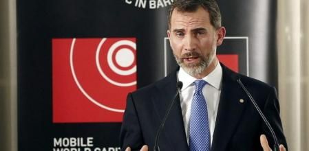 El rey Felipe durante su intervención en la cena de bienvenida a los asistentes al Congreso Mundial de Móviles (MWC)