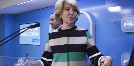 Esperanza Aguirre, tras la reunión del comité de campaña del PP de Madrid