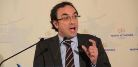 El coordinador general de CDC, Josep Rull, en un almuerzo informativo en Madrid