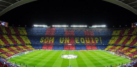 Estadio del Camp Nou, antes del inicio del partido entre el Barça y el Milan, en 2013