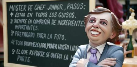 El ninot de una Falla de Valencia caracterizado como el 'pequeño Nicolás'