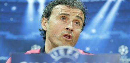 Luis Enrique durante la rueda de prensa previa al partido de vuelta de octavos de final de Liga de Campeones que mañana jugará el barça ante el Manchester City