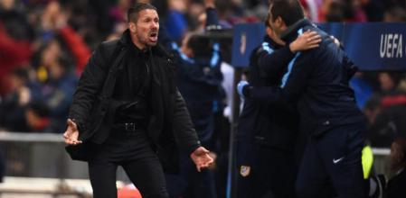 Diego Simeone, entrenador del Atlético Madrid, celebra un gol de su equipo