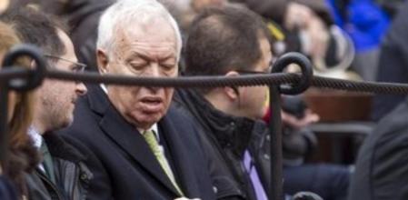 El ministro de Asuntos Exteriores, José Manuel Margallo, esta tarde en la plaza de toros de Valencia, que ha abandonado antes del inicio de la sexta corrida de la Feria de Fallas.