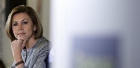 La presidenta de Castilla-La Mancha, María Dolores de Cospedal, durante su intervención en un desayuno informativo organizado en Cuenca por el diario 'La Tribuna', 