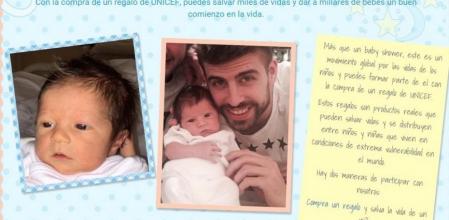 Fotos de Sasha y Gerard Piqué en la página de inicio del baby shower mundial